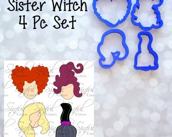 Sister Witch Cookie Cutters STL Files: 3.5" Halloween Baking (4pc Digital Download)