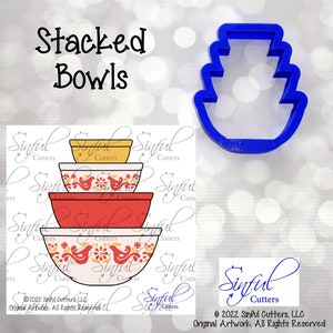 Stacked Bowls Cookie Cutter STL Files & PNG Clipart: Vintage Pyrex Style (6 Sizes, Download)