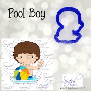 Pool Boy 3.5&quot; Cookie Cutter STL File, Print at Home, Sugar Cookies, Fondant, Clay, Baking, Summer, Pool Float, Pool Party, Splash, Swimming