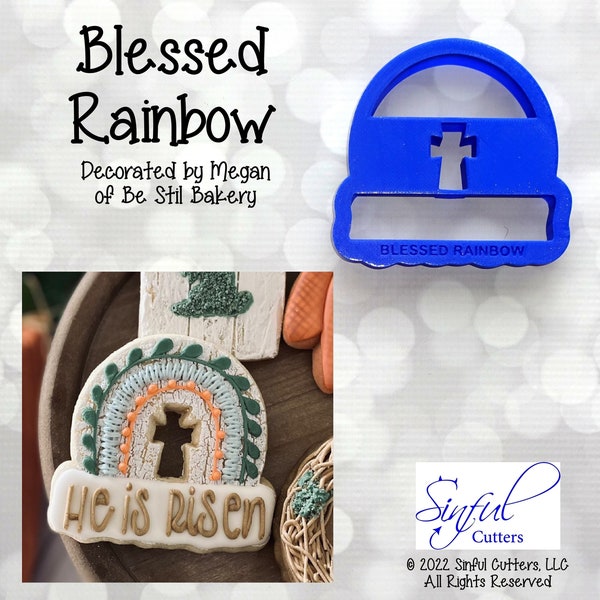 Blessed Rainbow - Easter Cookie Cutter / Fondant Cutter / Clay Cutter - With Optional Stencil Available