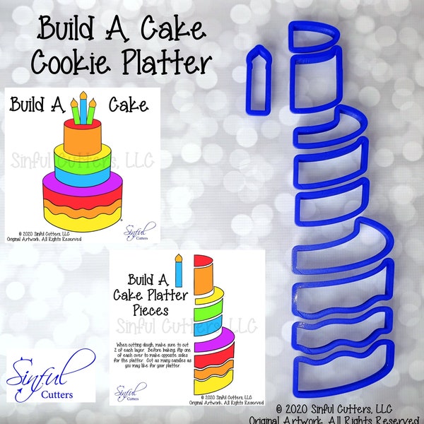 Build A Cake - Birthday Platter 10 Piece Set Cookie / Fondant Cutters