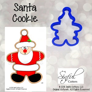 Santa Cookie 6 Cookie Cutter STL Files & PNG Clipart, Print at Home, Sugar Cookies, Fondant, Clay, Baking, Christmas Cookies, Santa Claus