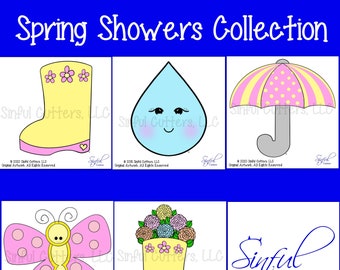 Spring Showers 5 Pc Set - Cookie Cutter / Fondant Cutter / Clay Cutter