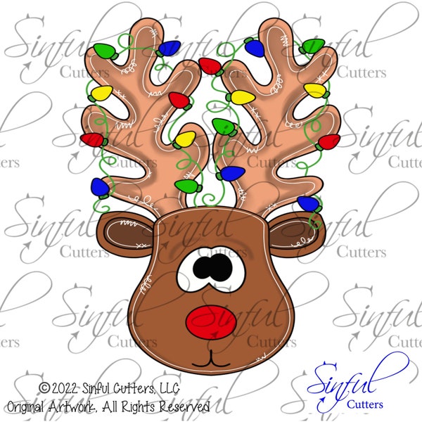 Printable - Merry Reindeer - Eddie Edible Print .PNG File / Clipart