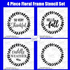 Plantillas de marco floral SVG: Otoño, Acción de Gracias, Agradecimiento, Clima acogedor (Descarga digital de 4 piezas)