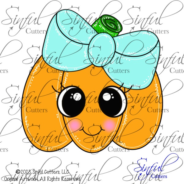 Printable Girly Pumpkin - Halloween - Eddie Edible Print .PNG File