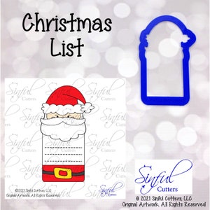 Weihnachtsliste 3 Größen Ausstechform STL Dateien & PNG Clipart, Print at Home, Zuckerkekse Fondant Ton Backwerkzeuge, Weihnachtsmann, Wunschliste