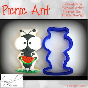 Picnic Ant 2 Sizes Cookie Cutter STL Files, Print at Home, Sugar Cookies, Fondant, Clay, Baking Tools, Summer, Beach, Park, Family, Bugs