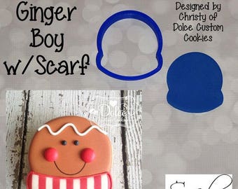 Scarf Ginger Boy Cookie / Fondant Cutter *PLEASE READ description for sizing*