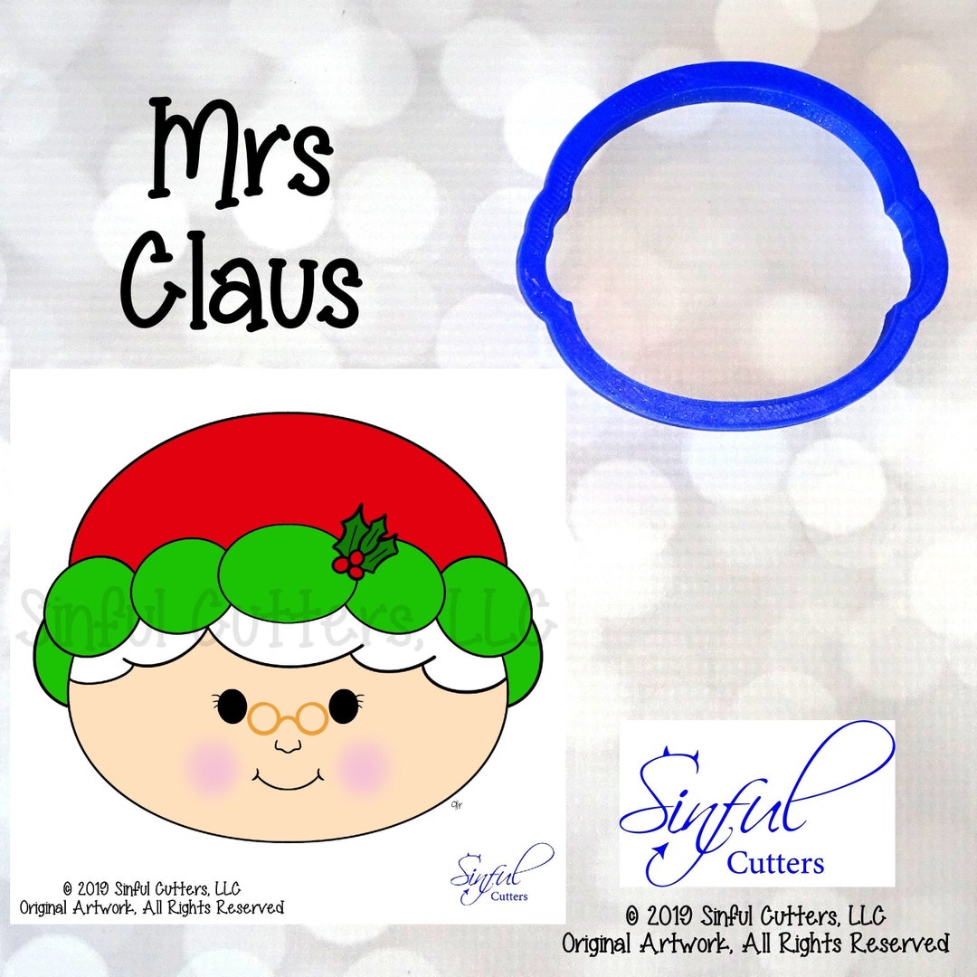 STL &amp; PNG Files 3.5 Mrs Claus Print at Home Christmas Cookie Cutter ...
