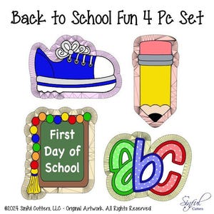 Back to School Fun Cookie Cutter STL & PNG Files: 4-Piece, Teacher Appreciation (3D-Printing Download)