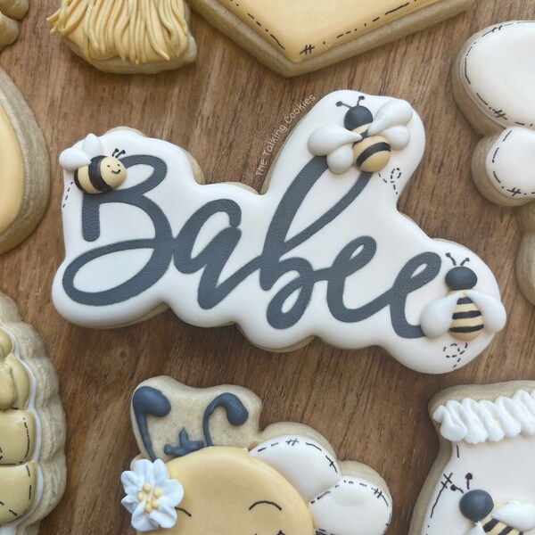 Babee Script Cookie Cutter / Fondant Cutter / Clay Cutter with Optional Stencil