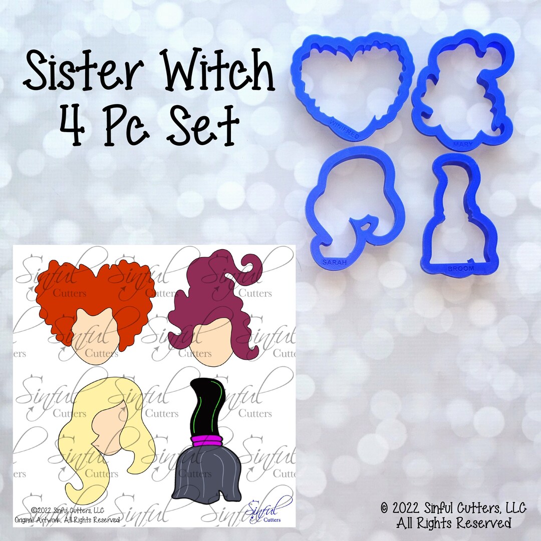 Sister Witch 4 Pc Set Halloween Cookie Cutter / Fondant Cutter / Clay ...