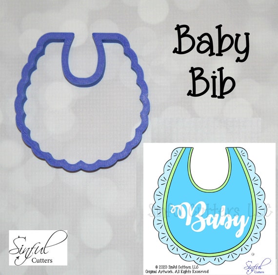 Baby Bib Cookie Cutter STL Files: Baby Shower, Baking, 3D-Printing (6-Sizes, Digital Download)