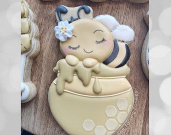 Honey Pot Bee Cookie Cutter STL's en png-afbeeldingen: babyshower bakken (6 maten, digitale download)