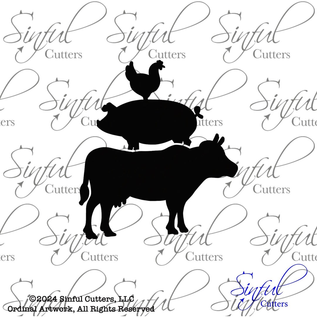 Stacked Farm Animals Stencil SVG Cut File: Cookie & Icing (digital File ...