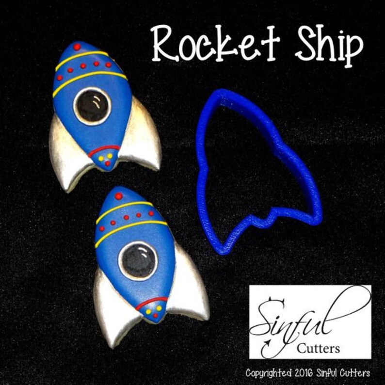 Rocket Ship Cookie Cutter STL Files: Space Ship, Birthday, Baking, 3d ...