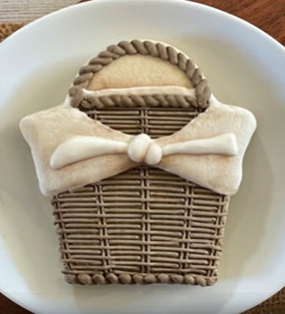 Wicker Basket With Liner Cookie / Fondant / Clay Cutter by Clough'd 9  Cookies -  Israel