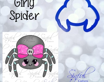 Girly Spider Cookie Cutter STLs & PNG Clipart: 6-Sizes, Pink Halloween Baking, Bow, (3D-Printing Download)