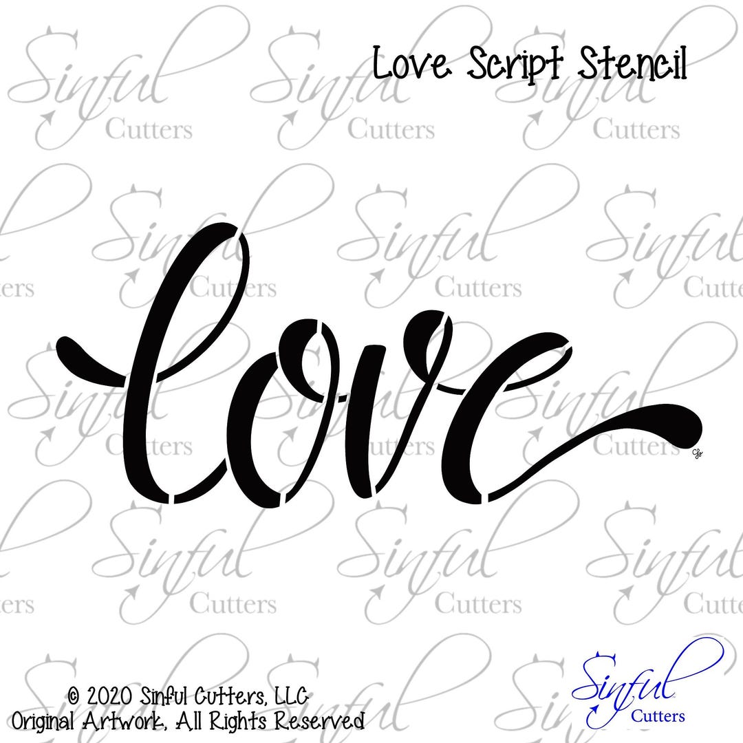 Love Script Stencil SVG Cut File: Cookie & Craft Stencil, Cricut ...
