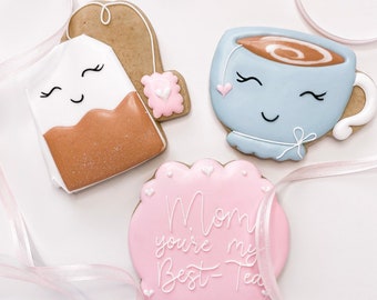 MOM You're My Best-Tea 3 Piece Mother's Day Set - Cookie Cutters / Fondant Cutters / Clay Cutters - Stencil Optional
