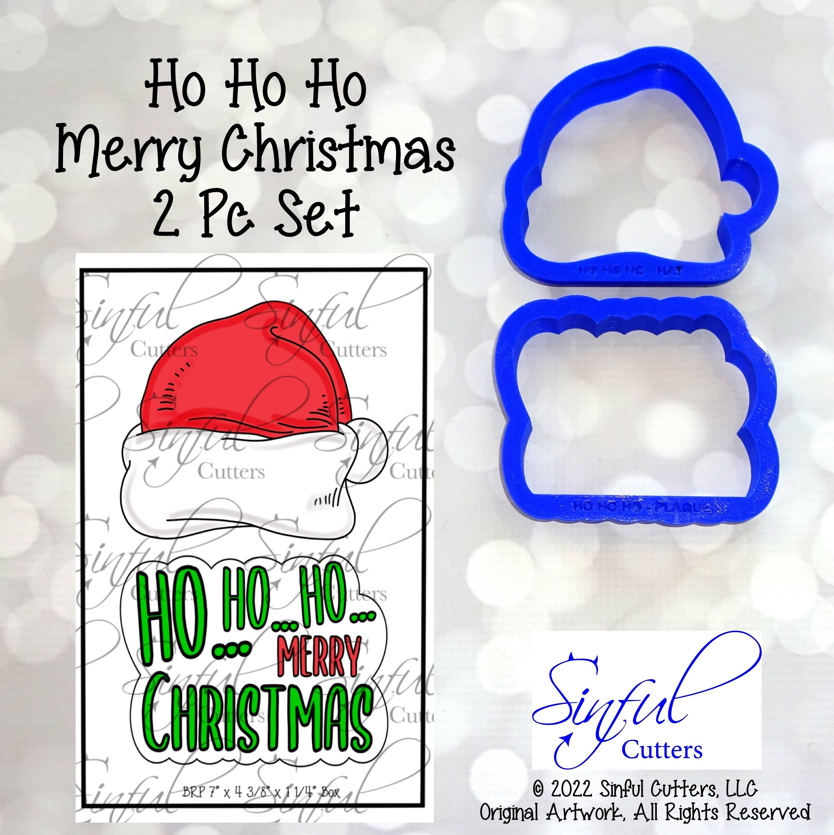 Ho Ho Ho Merry Christmas 2 Pc Set Christmas Cookie Cutters / 