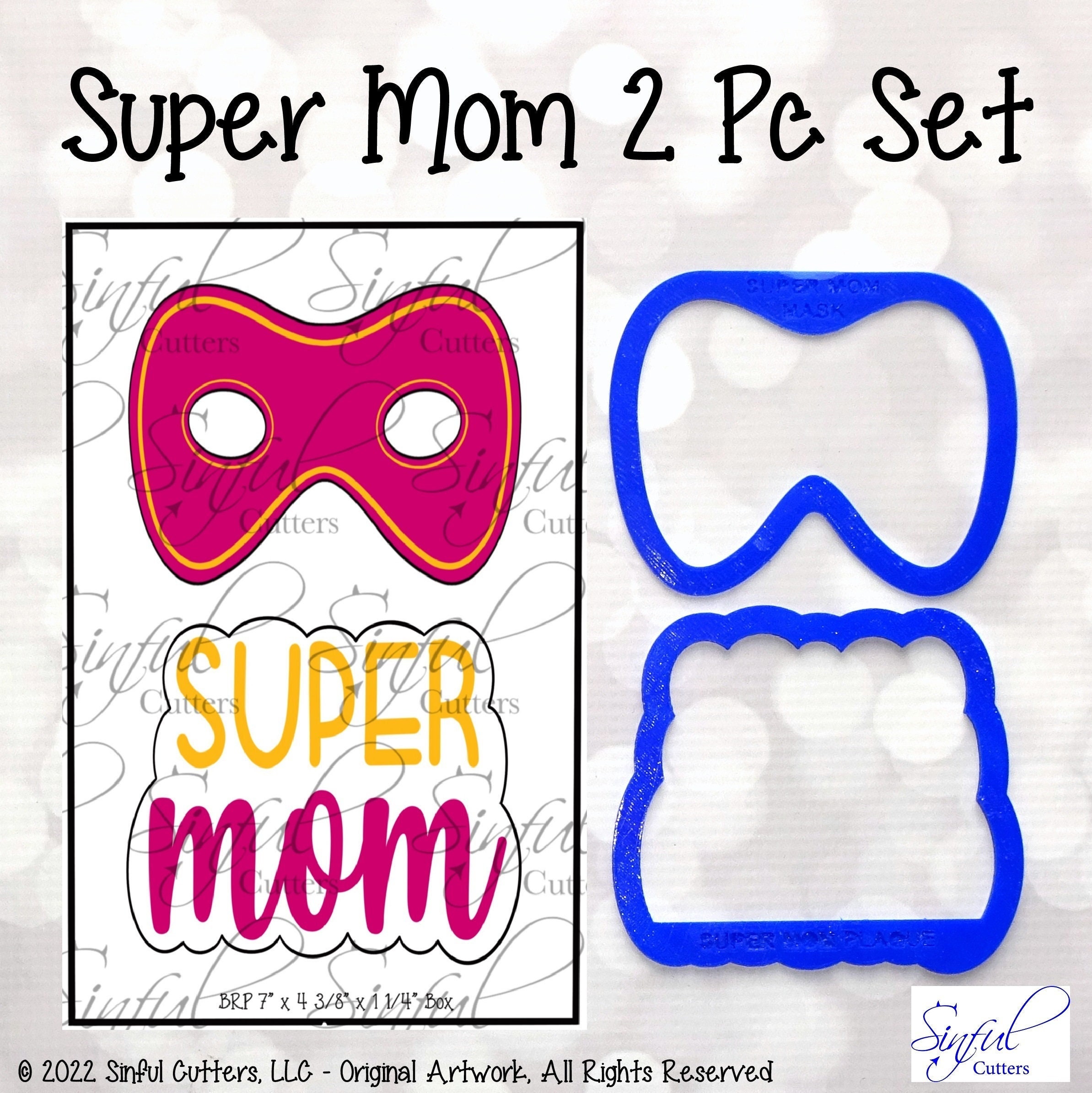 Super Mom 2 Pc Set Mother's Day Cookie Cutters / Fondant Cutters / Clay  Cutters With Optional Stencil Available 