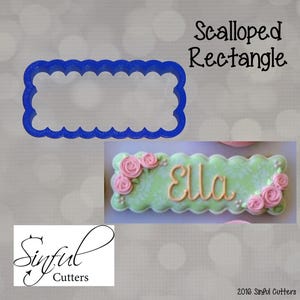 Scalloped Rectangle Cookie Cutter STL File: 4.5&quot; Size, Plaque, 3D Print Baking (Digital Download)
