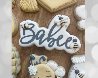 Babee Script Cookie Cutter STL- en png-bestanden: 4 maten, bij, suikerkoekjes, babyshower (download)