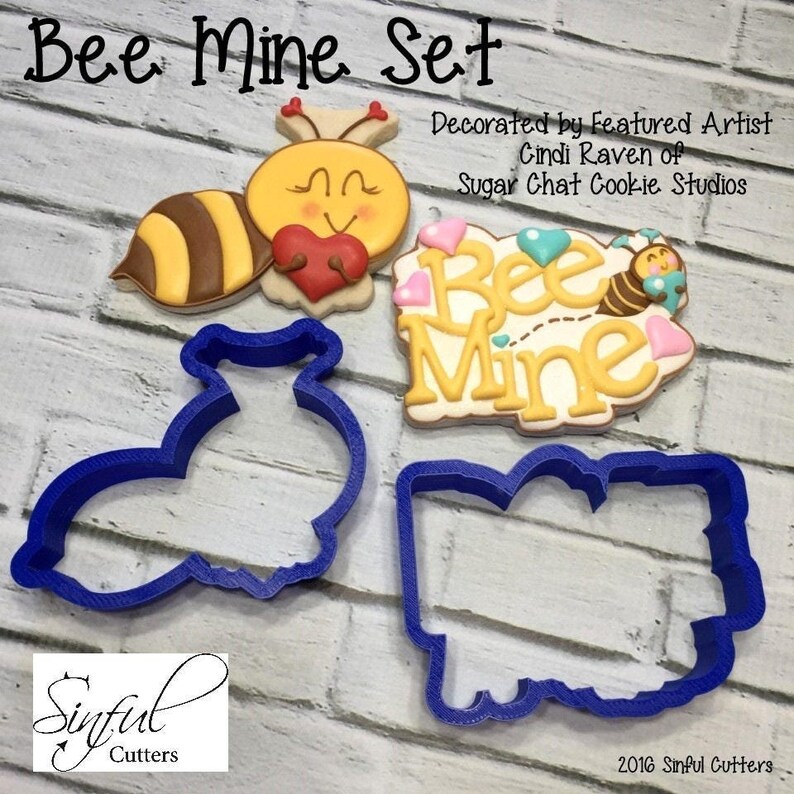 Bee Mine Cookie Cutter STL Files: Valentine's Day, Baking, 3d-printing ...