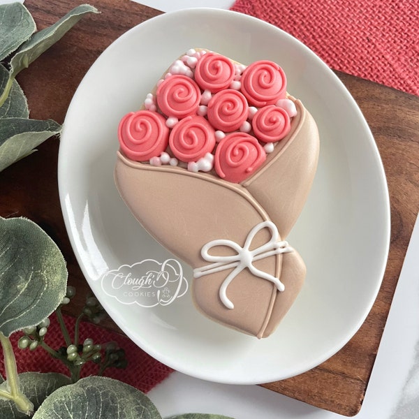 Wrapped Bouquet - Valentine's Cookie / Fondant / Clay Cutter by Clough'D 9 Cookies