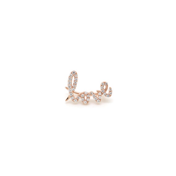 18K Gold Diamond love Ear Crawler