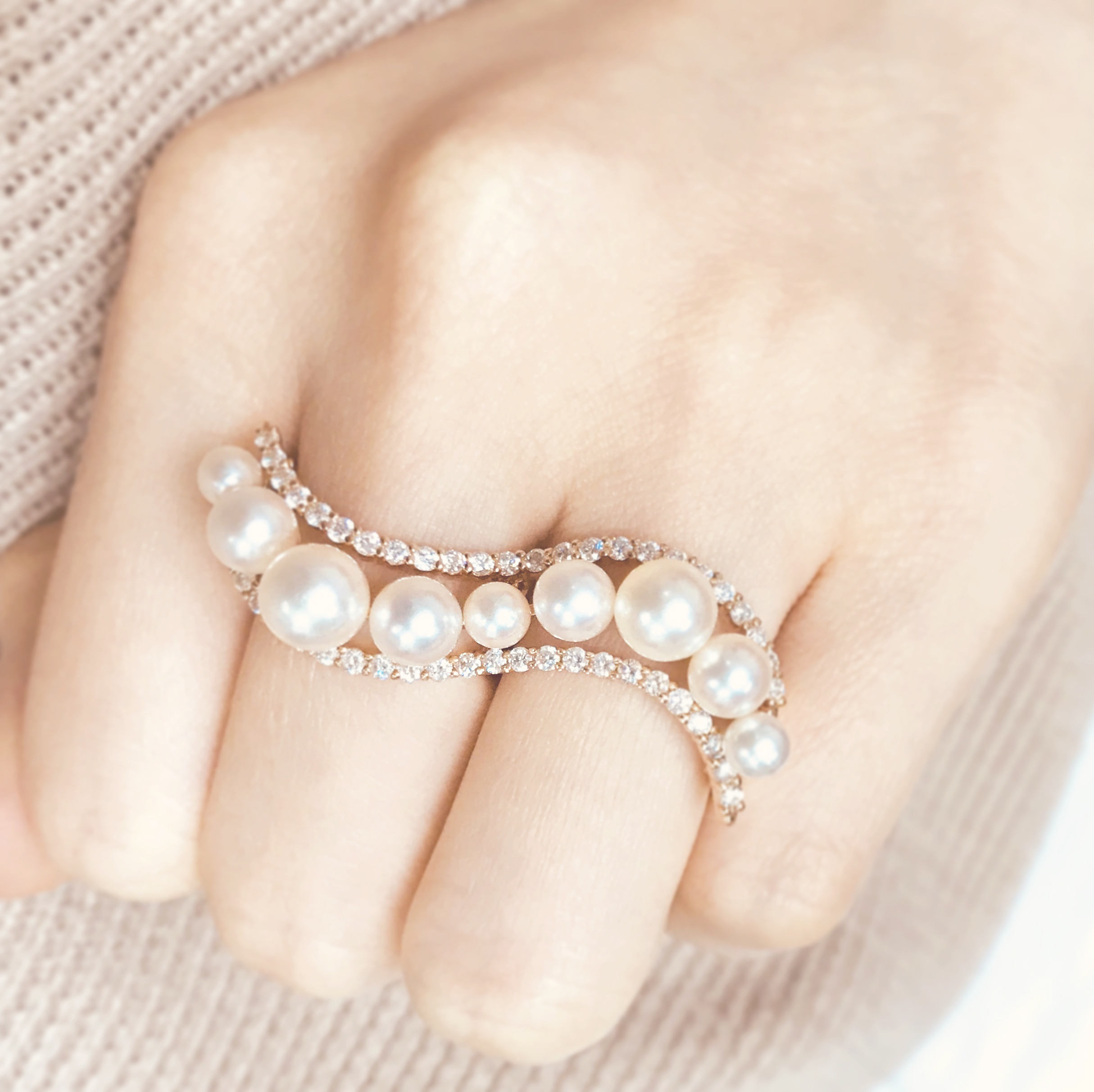 Floating Diamond MultiFinger Ring