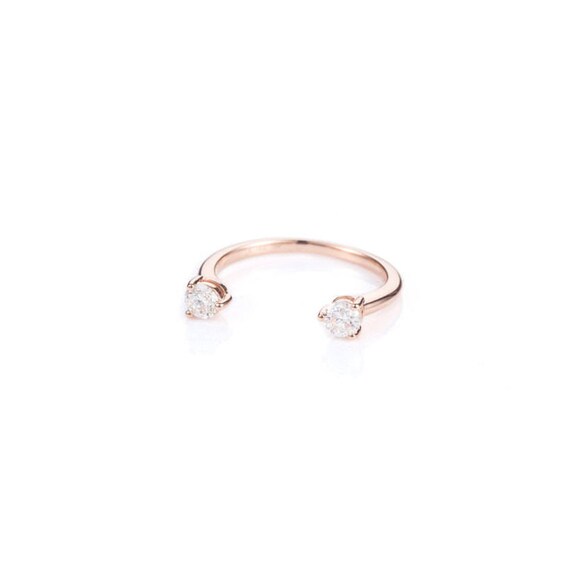18K Gold Diamond Open Ring