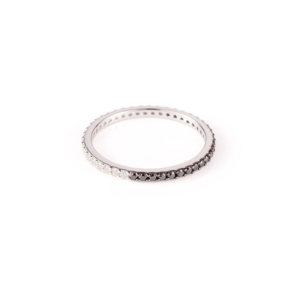 Black Diamond & White Diamond Eternity Band Ring