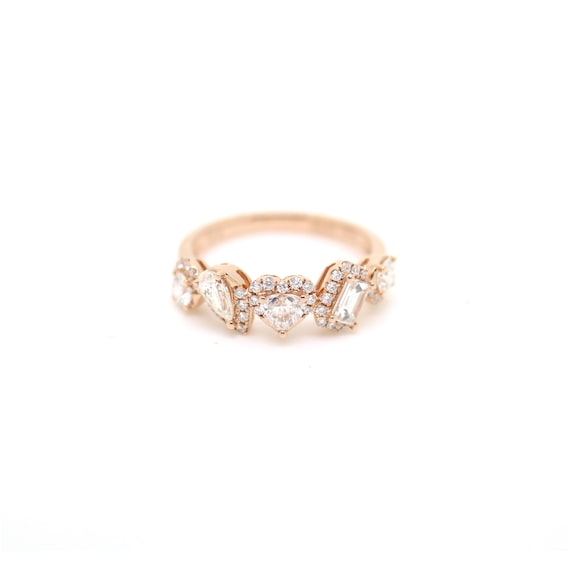 18K Gold Mixed-Cut Diamond Cocktail Band Ring