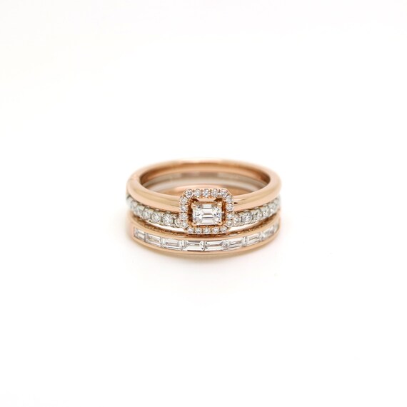 18K Gold Trio Diamond Band Ring
