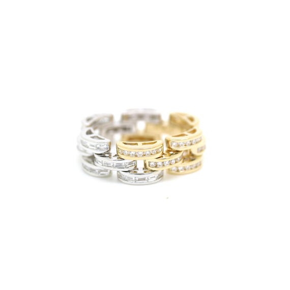 18K Gold Diamond Chain Ring (Dual Color)