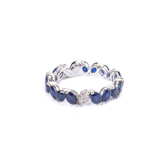 18K Gold Diamond Sapphire Crown Eternity Ring