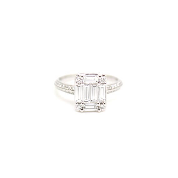 18K Gold Baguette Block Diamond Ring