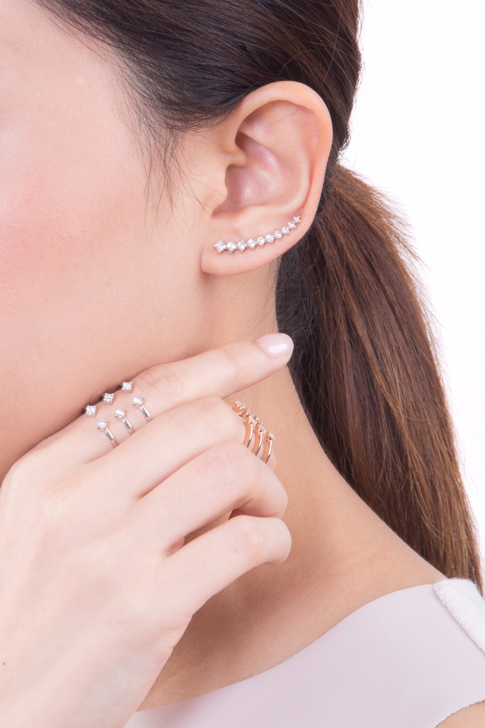 18K Gold Diamond Open Cuff Ring
