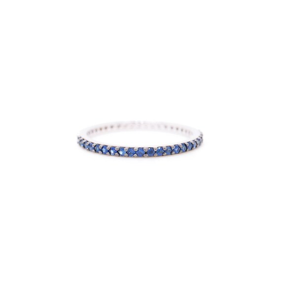 Blue Sapphire & Diamond Eternity Band Ring