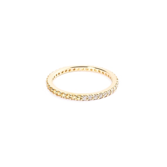 Yellow Sapphire & Diamond Eternity Band Ring