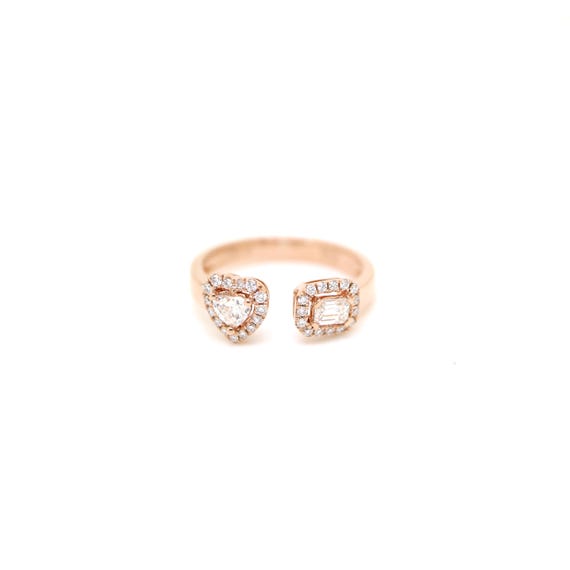 18K Gold Diamond Open Duo Ring