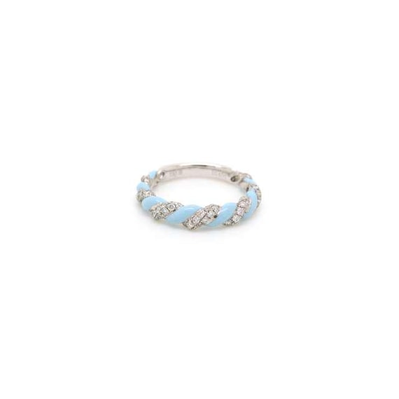 18K Gold Diamond Enamel Rope Ring