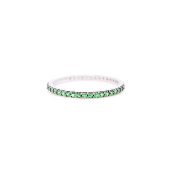 Tsavorite & Diamond Eternity Band Ring