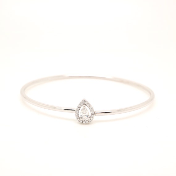 18K Gold Pear Diamond Bangle