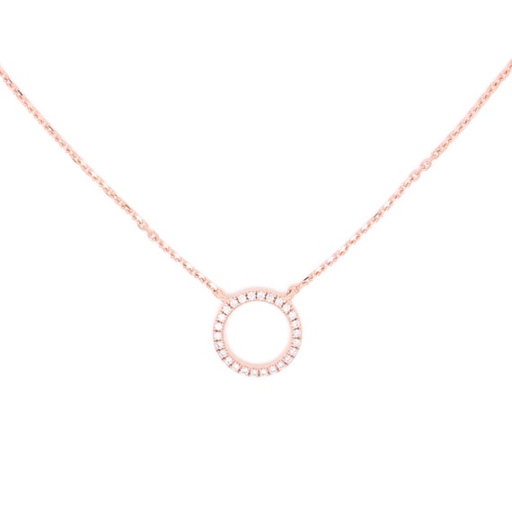 18K Gold Eternity Circle Diamond Necklace