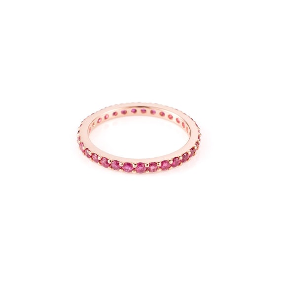 18K Gold Rubies Eternity Band Ring - Classic