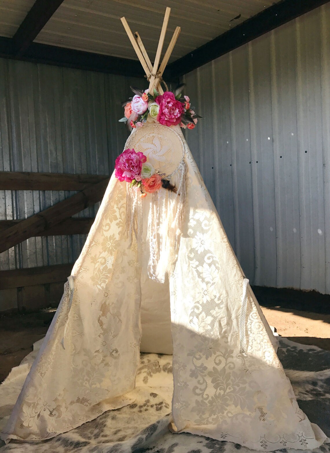 Boho Vintage Lace Teepee Shabby Chic Nursery Decor Etsy